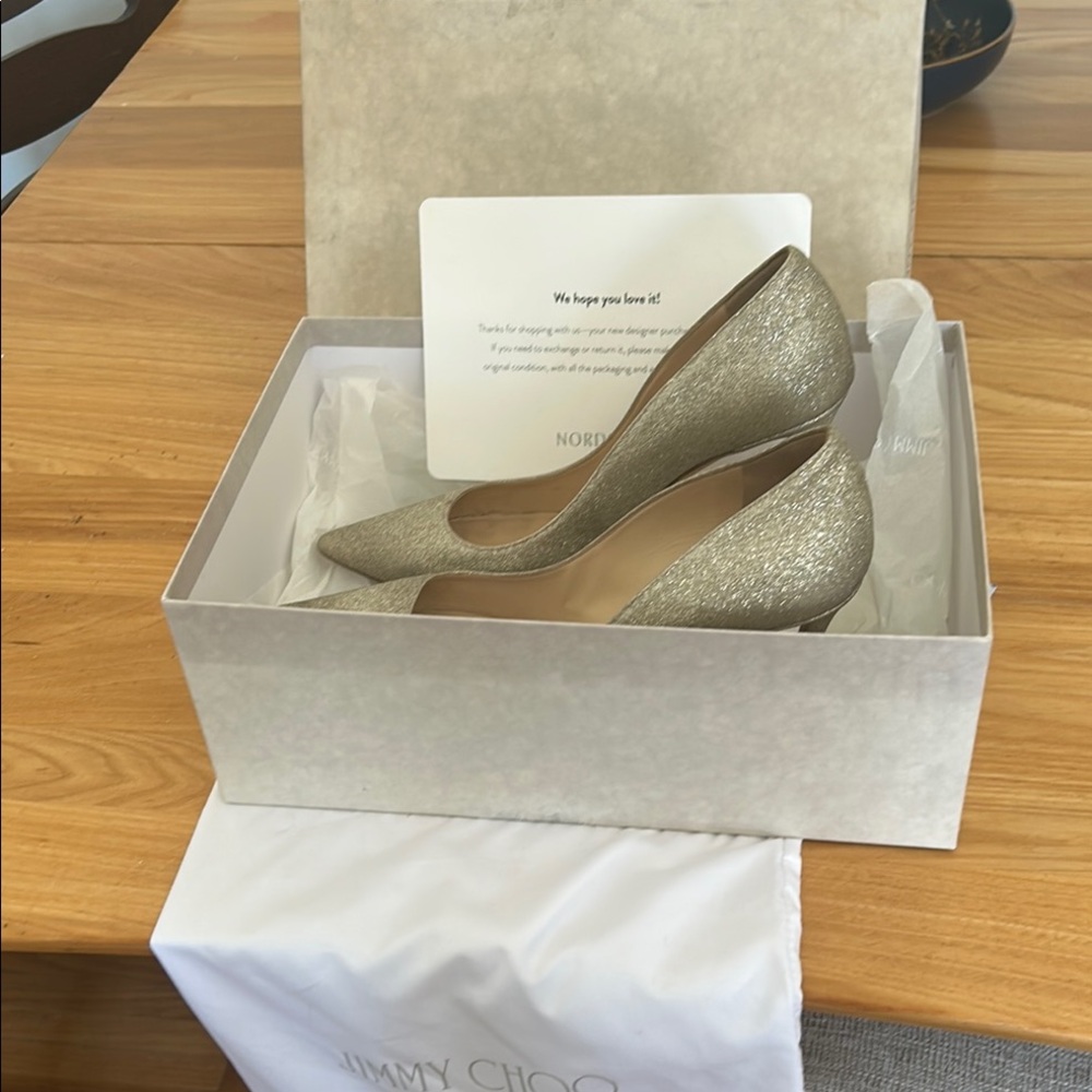 Jimmy Choo Gold Stiletto Heels with Luxurious Finish